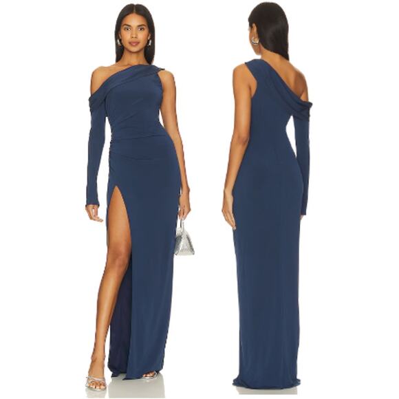 NWT Katie May Mojave Asymmetric One Shoulder Formal Gown Deep Sea Womens Size XS - Picture 1 of 7